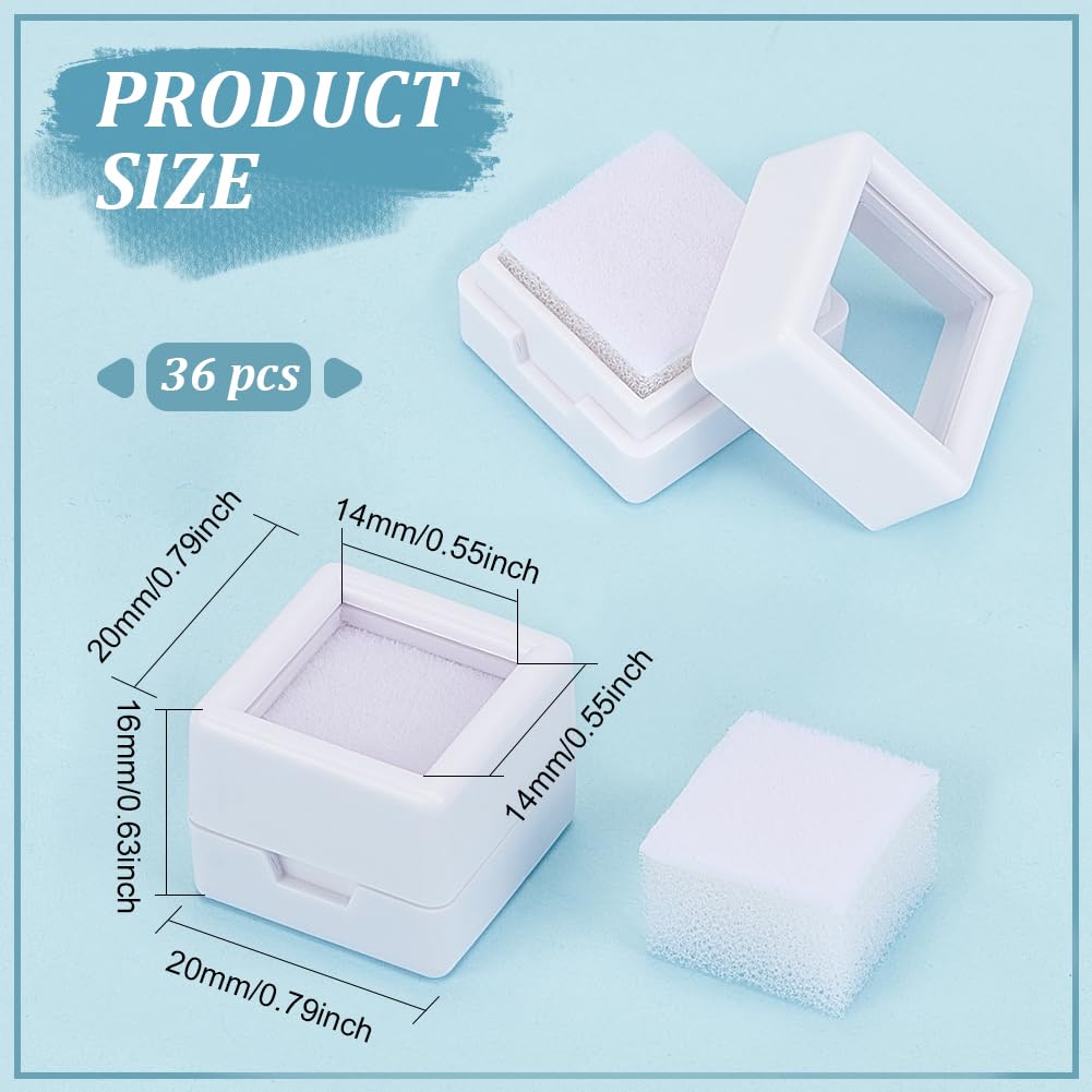 BENECREAT boîtes gemmes blanches acrylique 2cm 36 pcs
