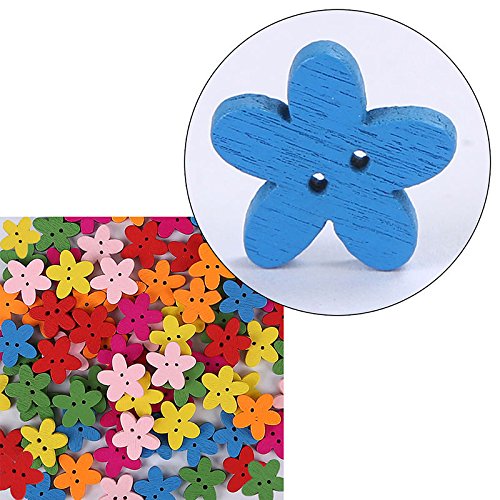 ROSENICE Boutons Fleur Bois Multicolore 15mm x100 Couture
