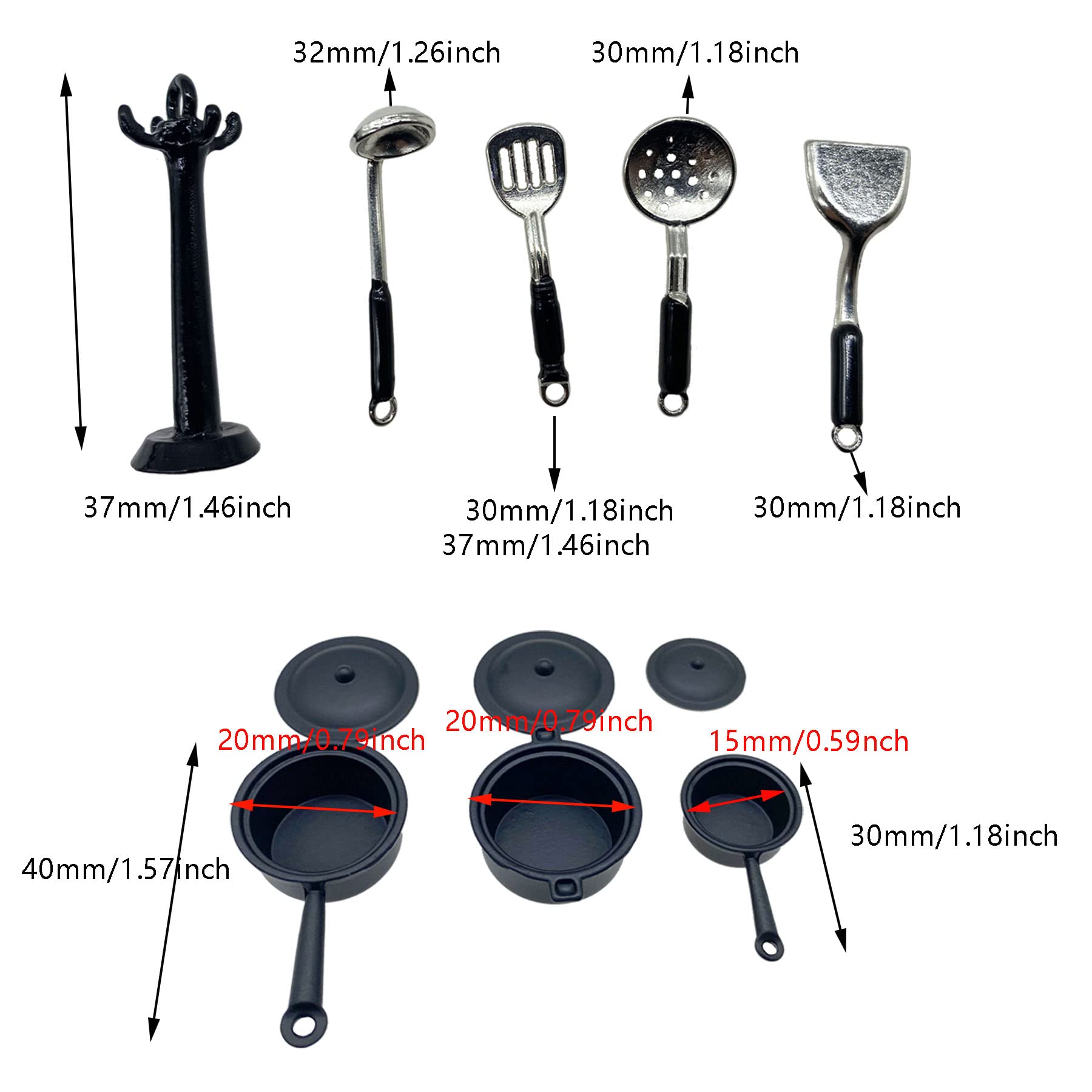 Cayway Accessoires Cuisine Miniature 28 Pièces Métal Bois