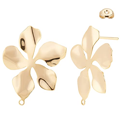 BENECREAT Boucles Oreilles Fleur Torsadée Doré 29mm x5