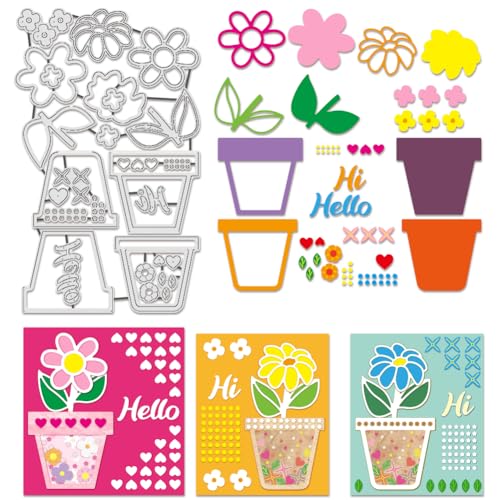 BENECREAT Dies Découpe Plantes en Pot Feuilles Fleurs Scrapbooking