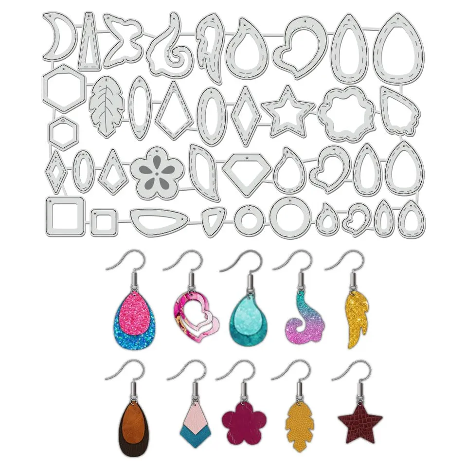 BENECREAT Moderne 38 pcs dies boucle oreille coeur fleur larme
