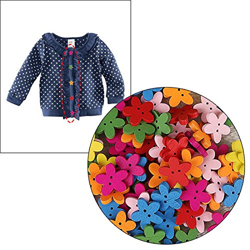 ROSENICE Boutons Fleur Bois Multicolore 15mm x100 Couture