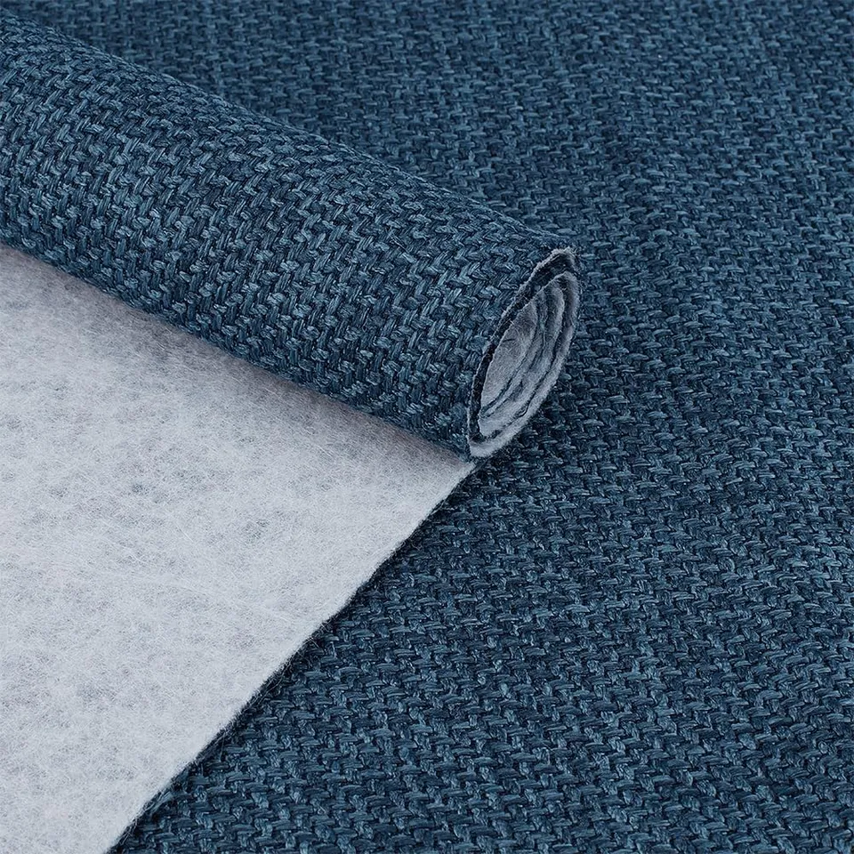 BENECREAT tissu lin polyester bleu 1,45m épais 1mm