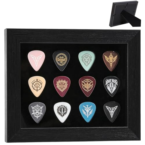 BENECREAT cadre affiche 12 médiators guitare noir 20x16cm