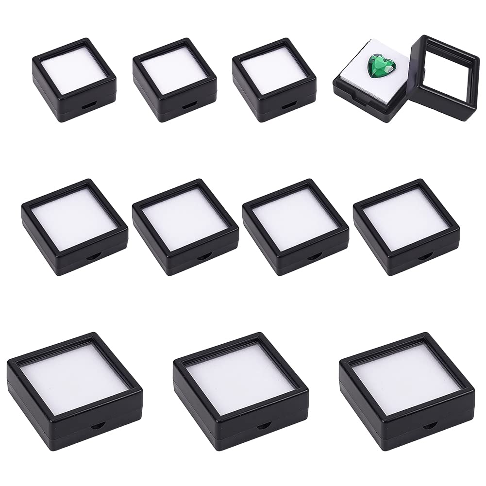 BENECREAT Boîtes Présentation Pierres 12 Pcs 5x5x2cm Noires