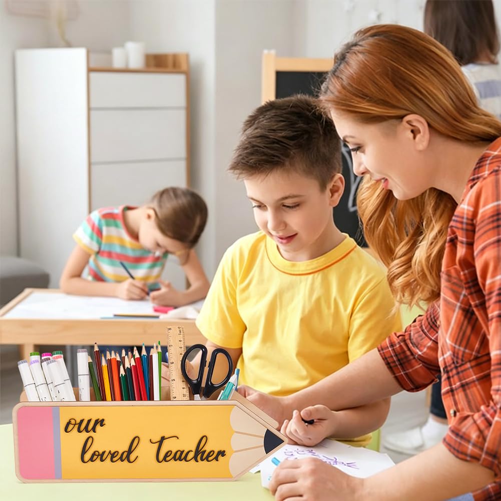 BENECREAT organiseur bureau bois crayon doré 3 compartiments