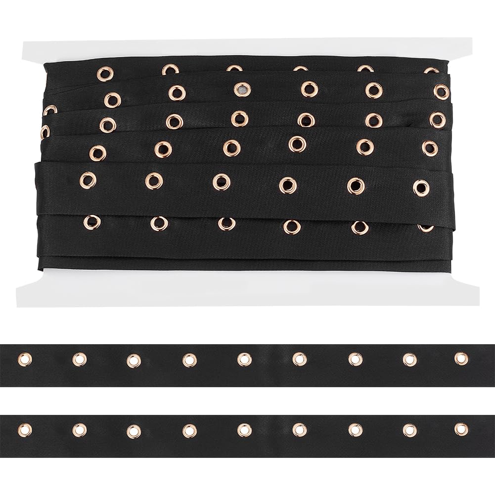 BENECREAT Ruban À Œillets Noir 4,5m 25mm Argent