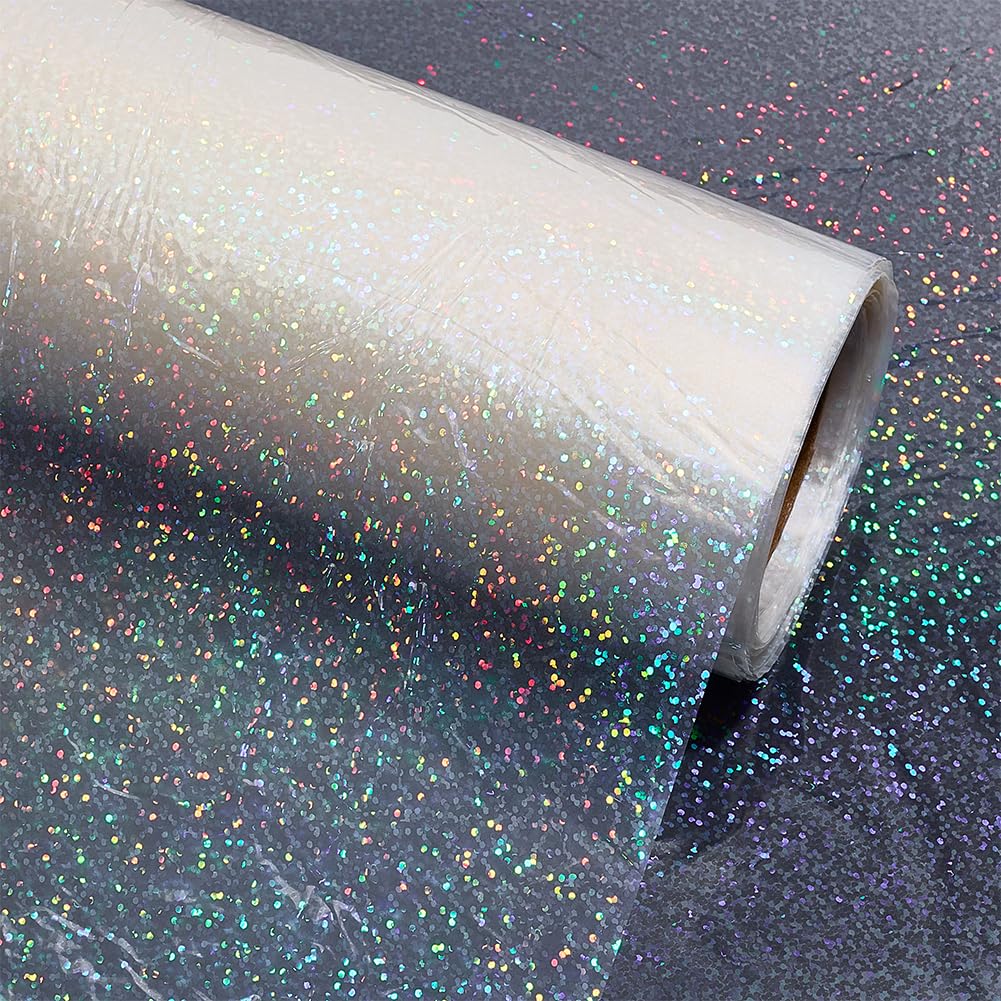 BENECREAT Film Vinyle Holographique Transparent Gemmes 20m x 30cm