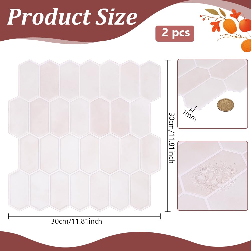 BENECREAT carrelage adhésif hexagonal brun rosé 30x30 cm lot de 2