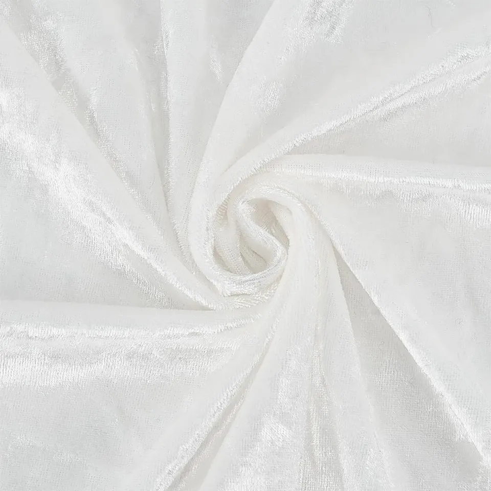 BENECREAT Velours Écrasé Tissu Blanc 1,6x1m