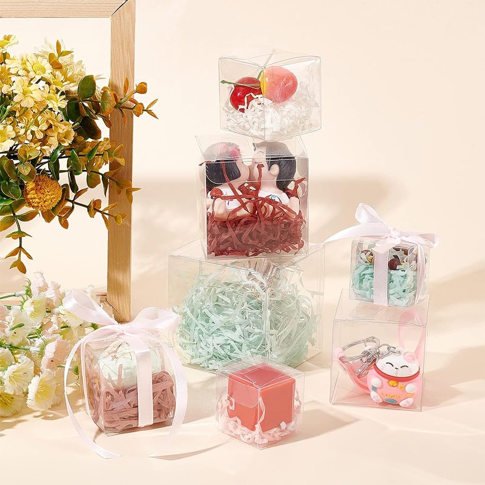 BENECREAT boîte cube transparente 4x4x4cm 120 pcs dragées