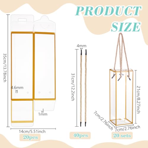 BENECREAT Boîte Dragées Transparente PET 7x7x21cm x20 Doré