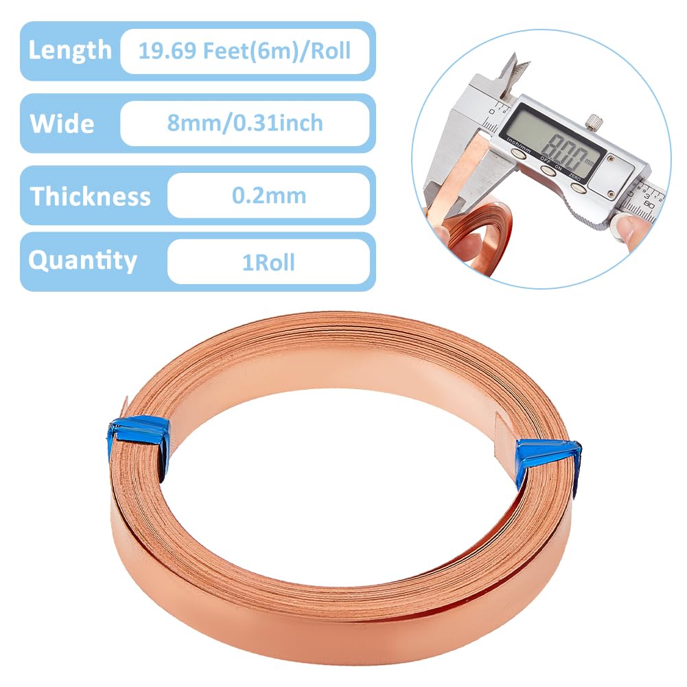 BENECREAT Fil Cuivre Plat 8 mm 6 m Bijoux