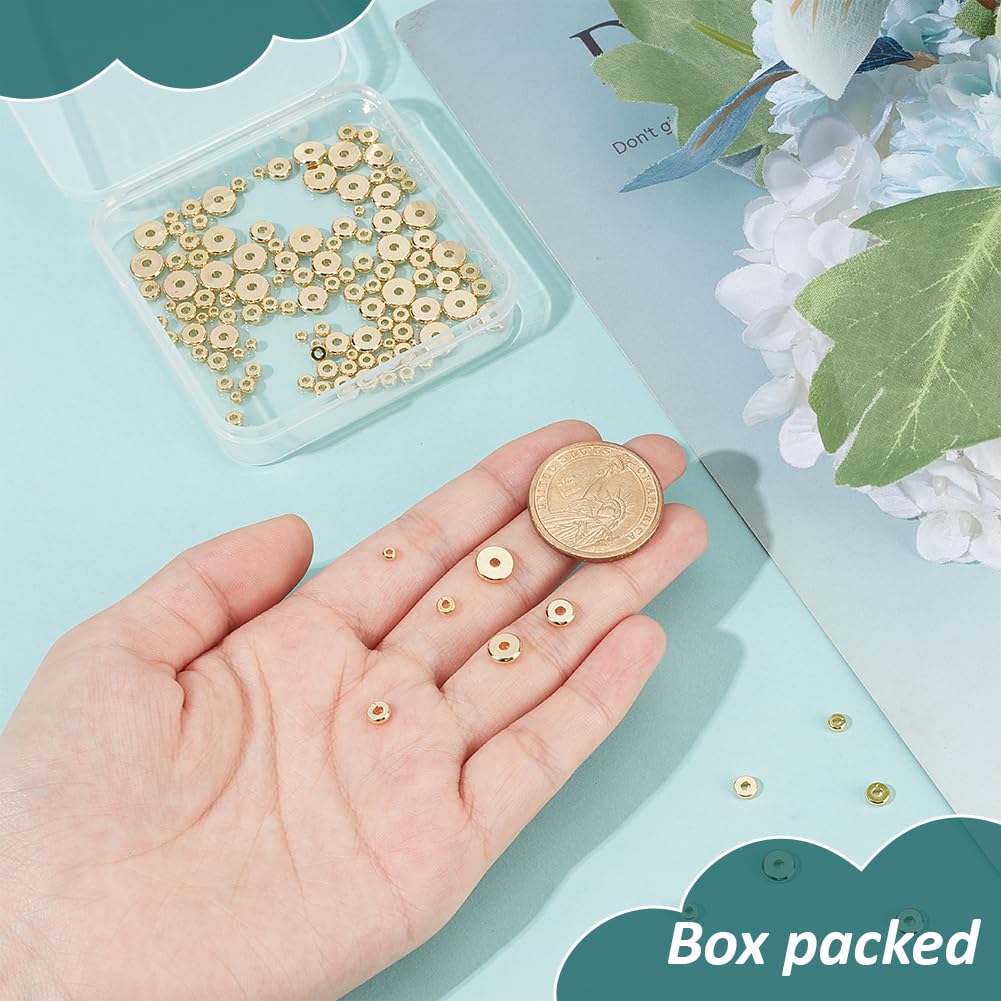 BENECREAT Perles intercalaires laiton or 18ct 210pcs 3-8mm