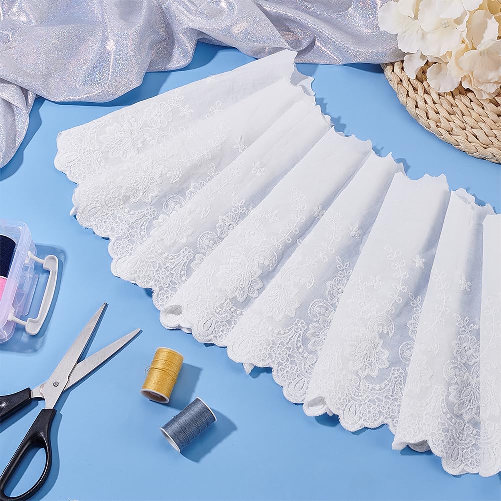BENECREAT Ruban dentelle coton blanche 2,7m 220mm festonnée