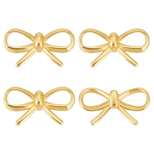 BENECREAT Perles Nœud Papillon Argent 925 4pcs Or 12mm