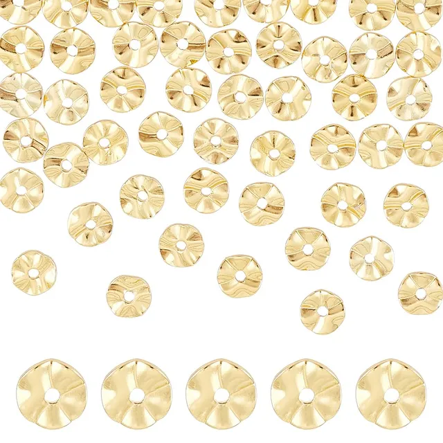 BENECREAT Perles Espacement Plaqué Or 18K 6mm 50 Pcs Disque
