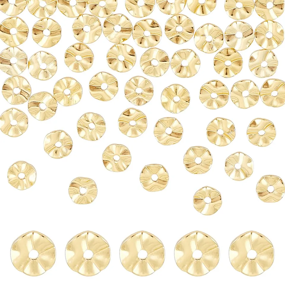 BENECREAT Perles Espacement Plaqué Or 18K 6mm 50 Pcs Disque