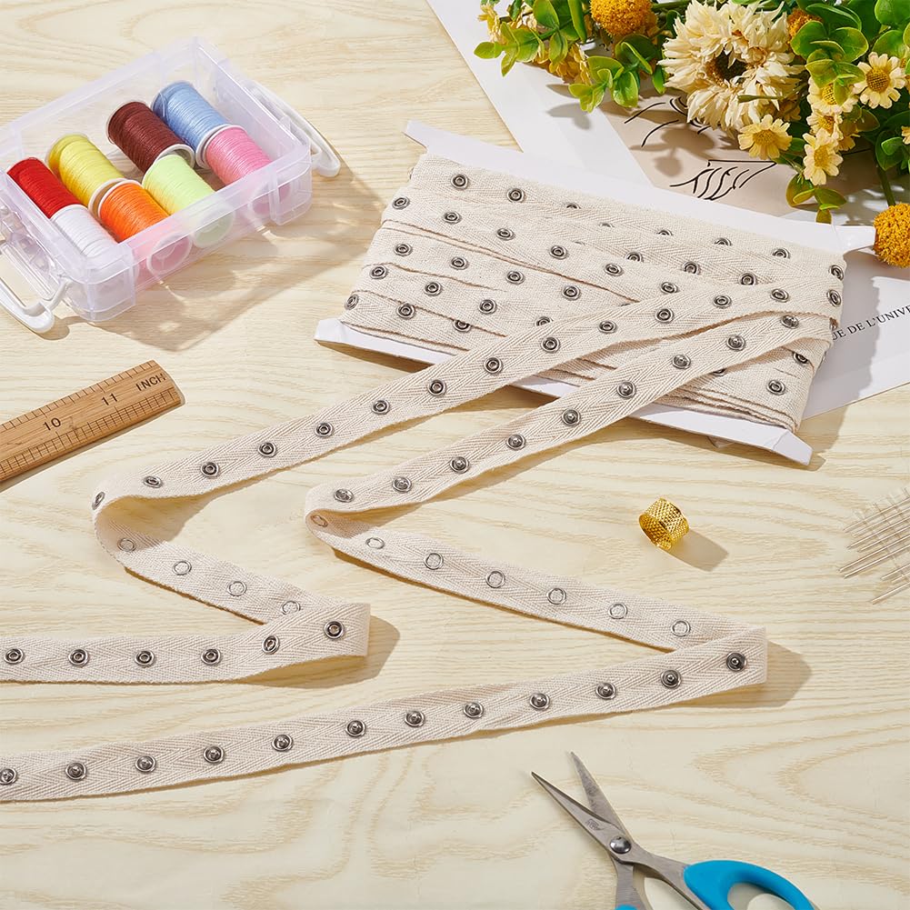 BENECREAT Ruban à Pressions Beige 4,6 m x 20 mm Coton