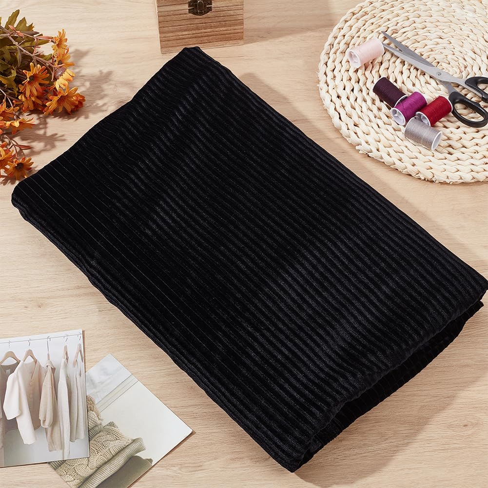 BENECREAT Tissu velours plissé noir 3m x 1.6m polyester