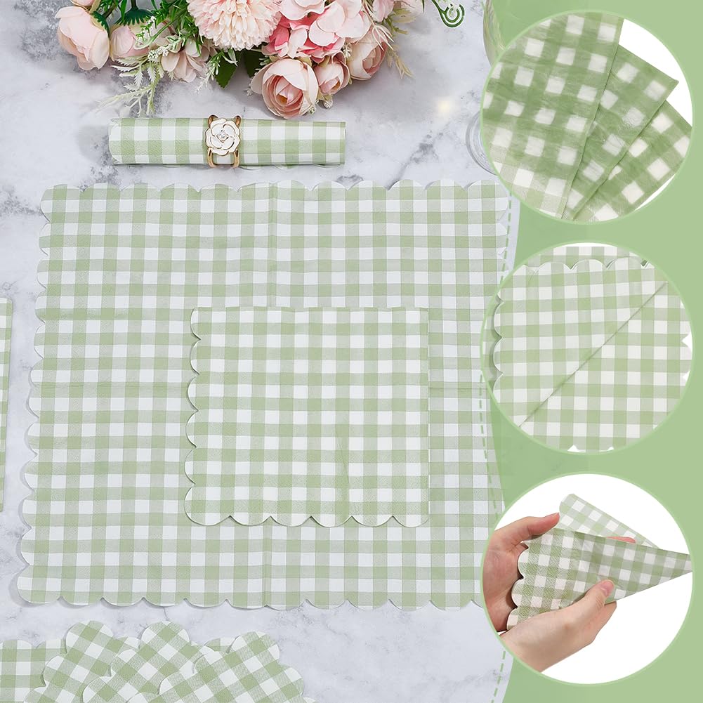 BENECREAT serviettes papier 150pcs vert carreaux