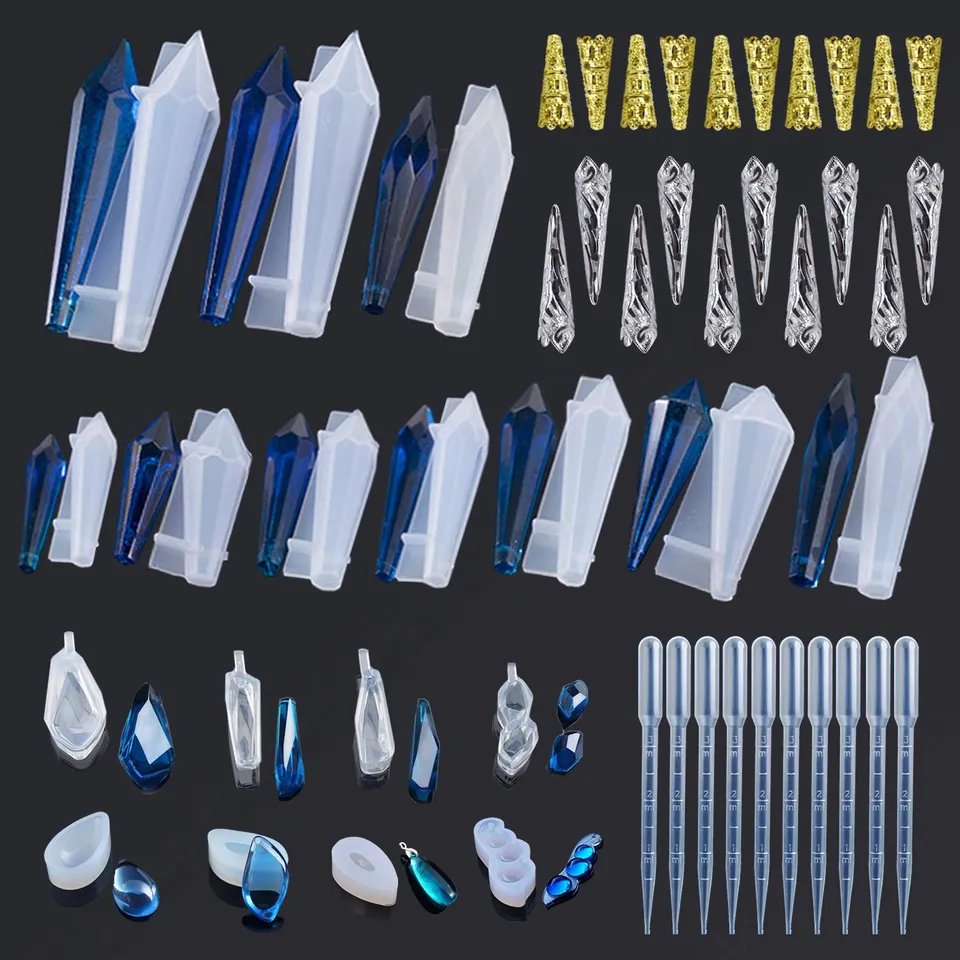Cayway kit 48 moules résine bijoux silicone 18 formes