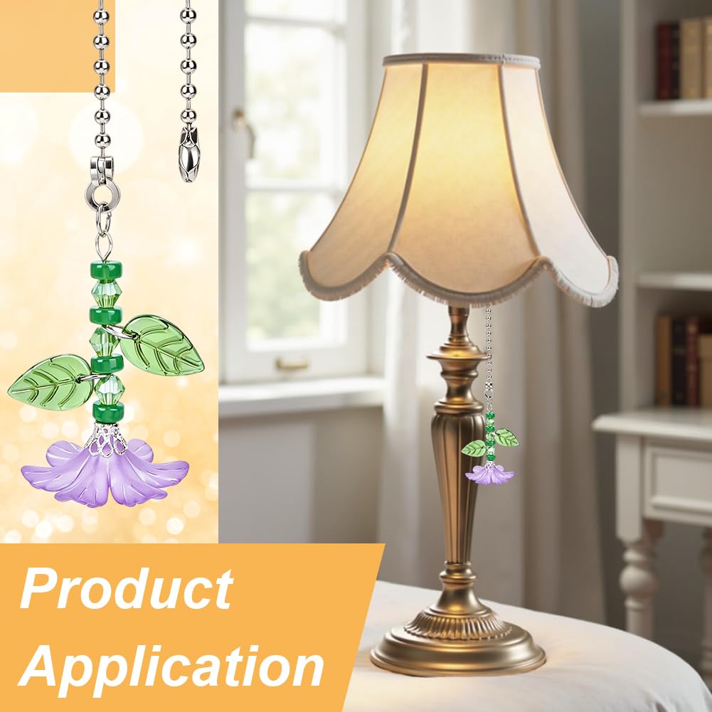BENECREAT Fleur chaîne de tirage ventilateur bleu violet 2 pcs