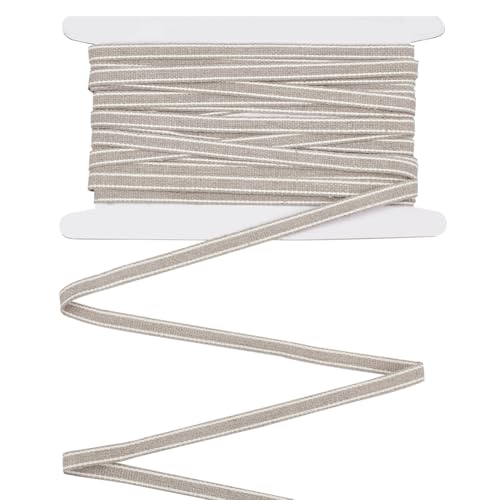 BENECREAT Ruban Reliure Lin 6mm 10m Gris Blanc rayé