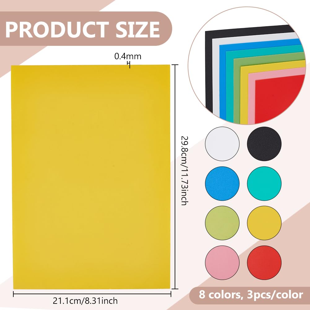 BENECREAT Feuilles PVC Souples A4 24 pcs 8 couleurs
