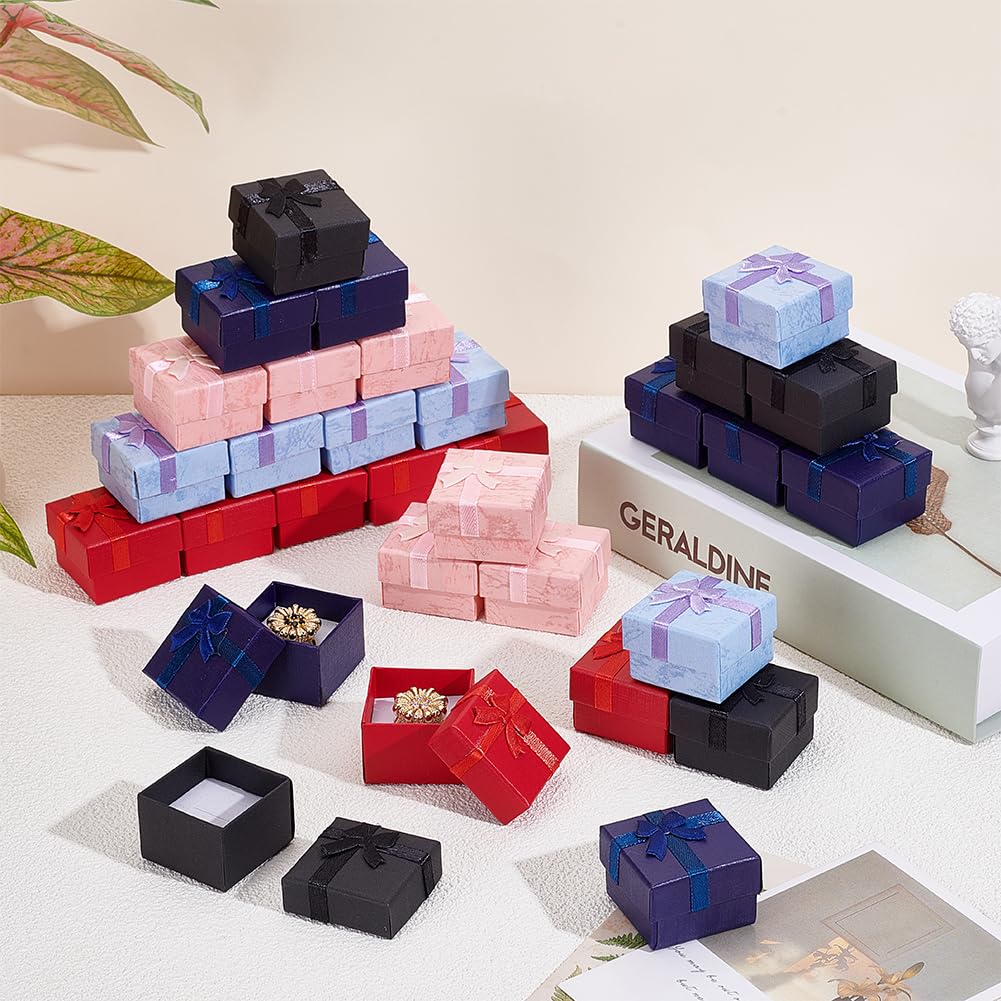 BENECREAT Boîtes Bijoux Cadeau 4.2cm 75pcs 5 Couleurs Nœud