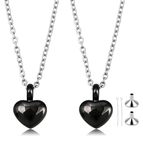BENECREAT Pendentif Mémorial Cœur Acier Inoxydable Noir 2pcs