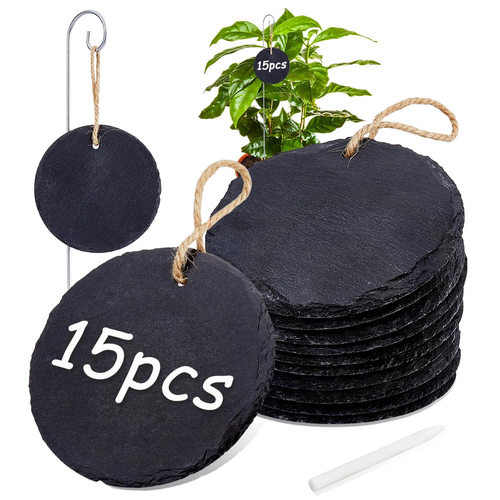 BENECREAT étiquettes plantes ardoise cœur x15 + stylo