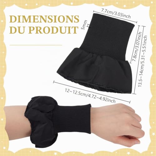 BENECREAT Manchettes Côtelées Noires 3 Paires Polyester