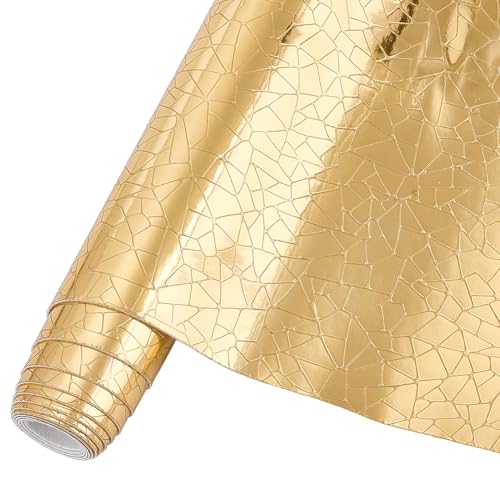 BENECREAT cuir PU effet cube or 2 rouleaux 135x30cm