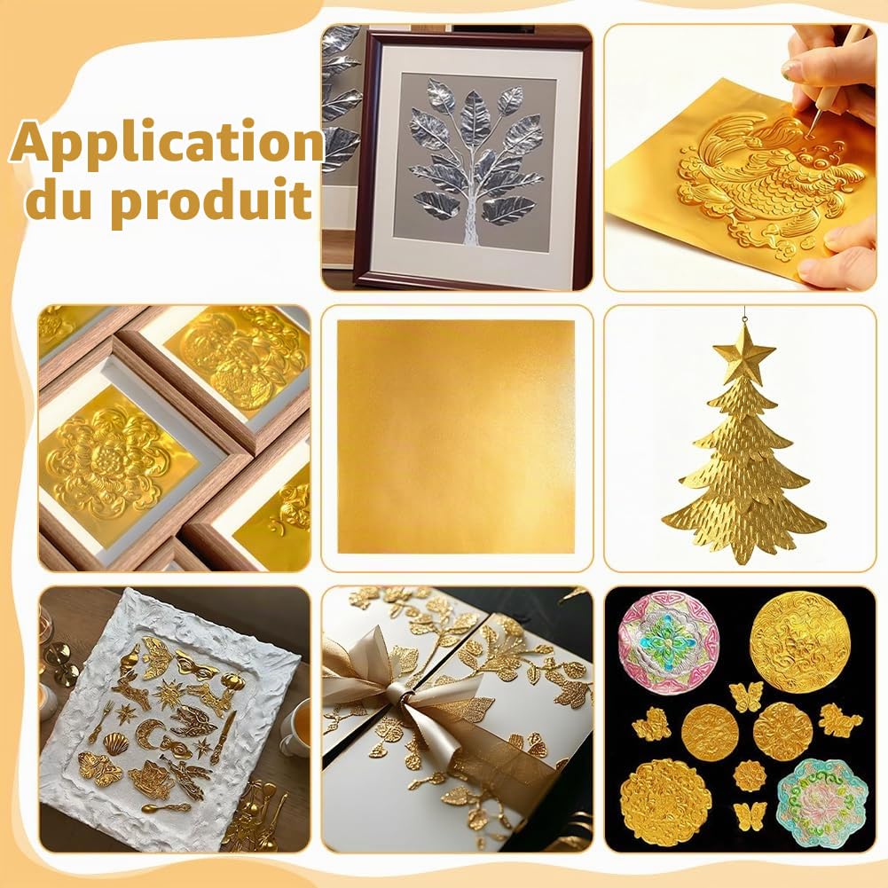 BENECREAT Feuilles Aluminium Doré 150mm Lot 100