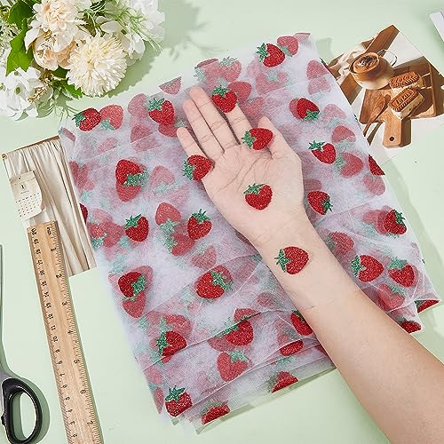 BENECREAT Tulle fraise blanc 3,65 m tissu maille dentelle