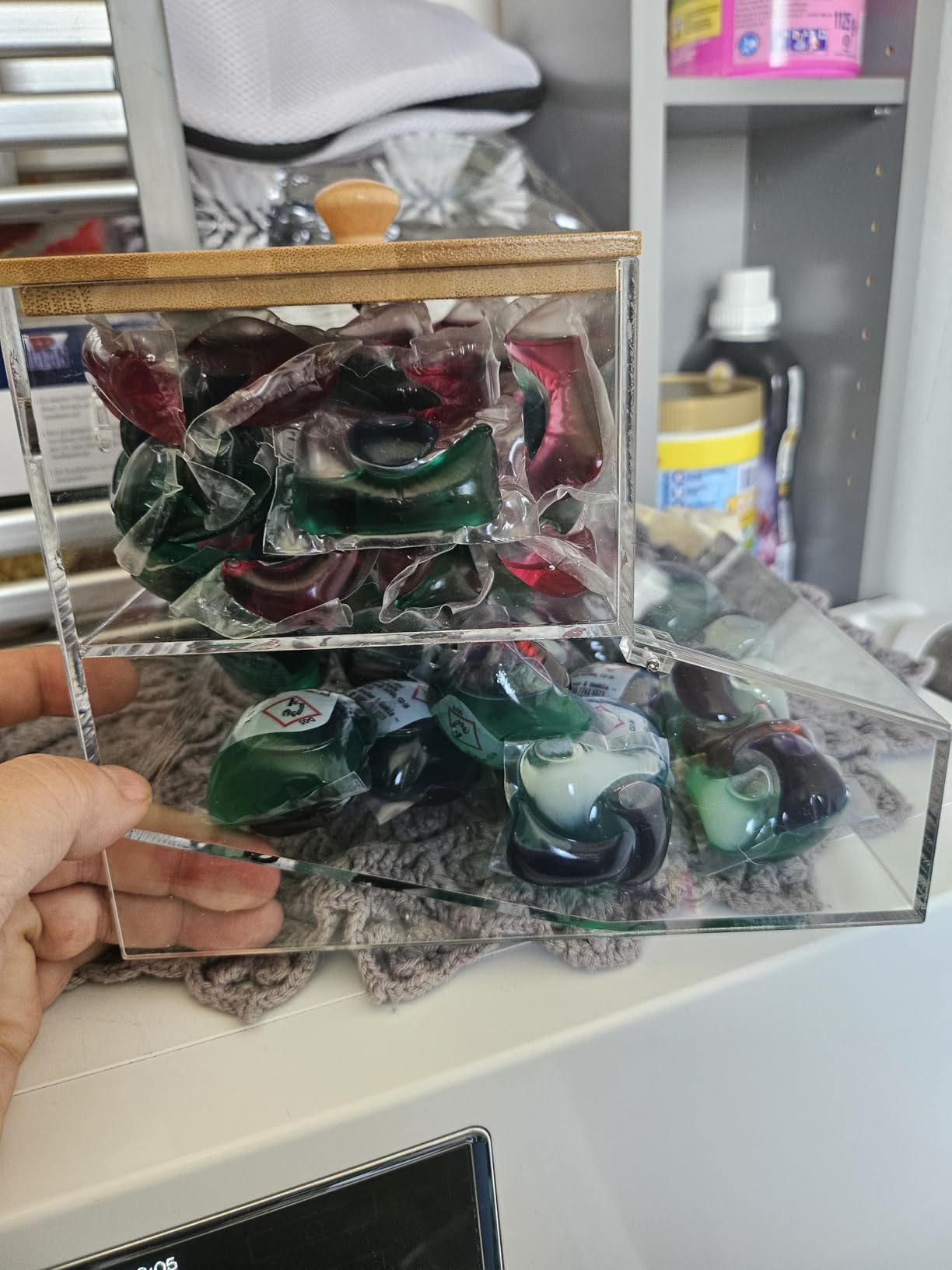 JYPS organisateur lessive acrylique 2 étages avec couvercles