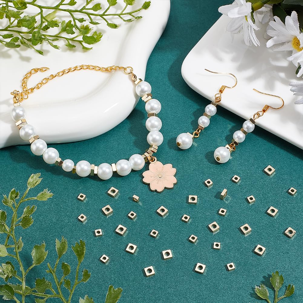 BENECREAT Perles Carrées Plaqué Or 18K 100 pcs 3mm 4mm laiton