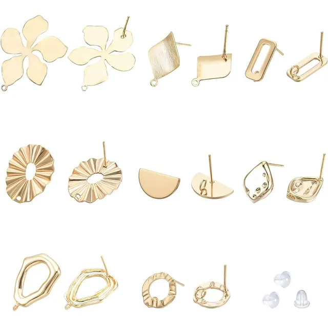 BENECREAT clous boucles d'oreilles plaqué or 18K 16 paires