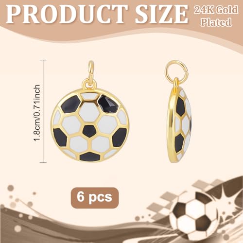 BENECREAT Charmes Ballon Foot Plaqué Or 24K Émaillés x6