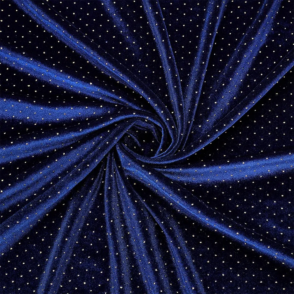 BENECREAT tissu velours pois scintillants bleu marine 1x1,63m