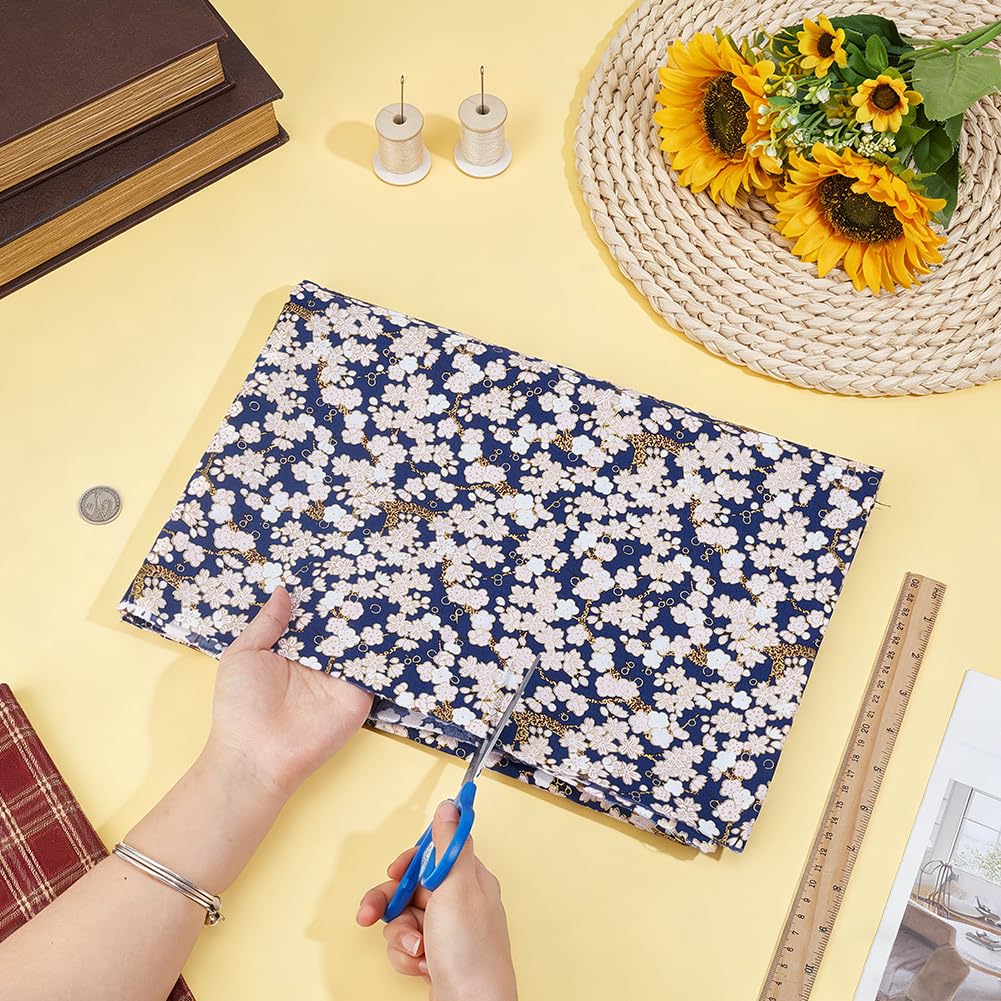 BENECREAT Tissu Coton Japonais Sakura Bleu Minuit 100x149 cm