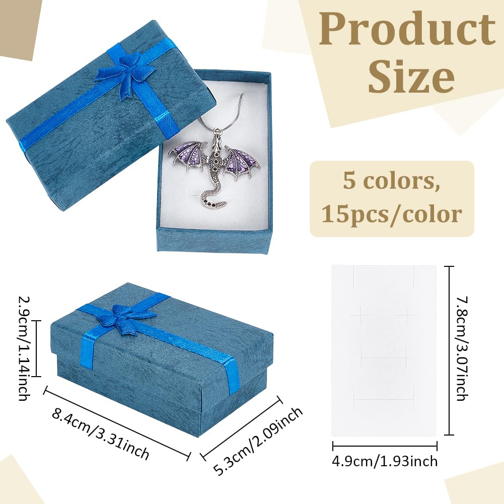 BENECREAT boîte cadeau bijoux 8,4cm 5 couleurs 75pcs