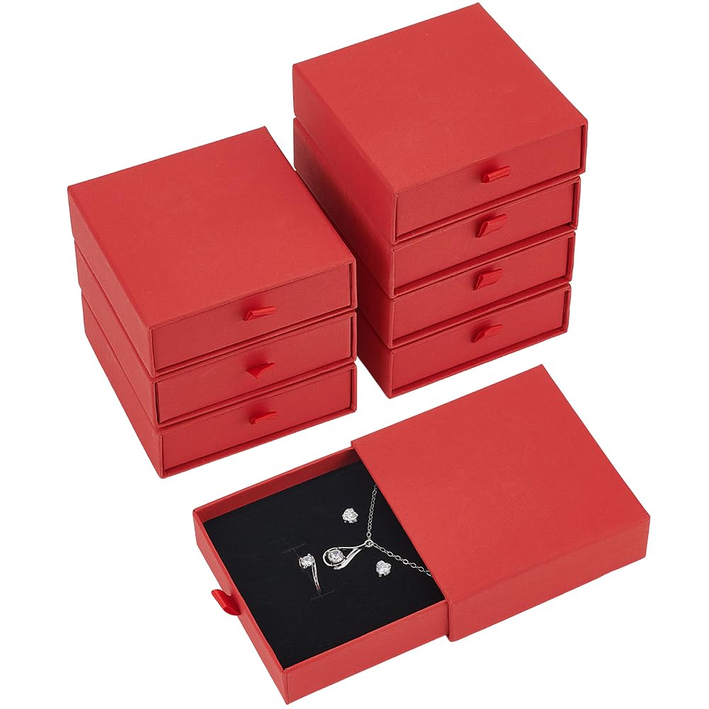 BENECREAT Boîte à bijoux carton rose 9x9x3cm lot de 8
