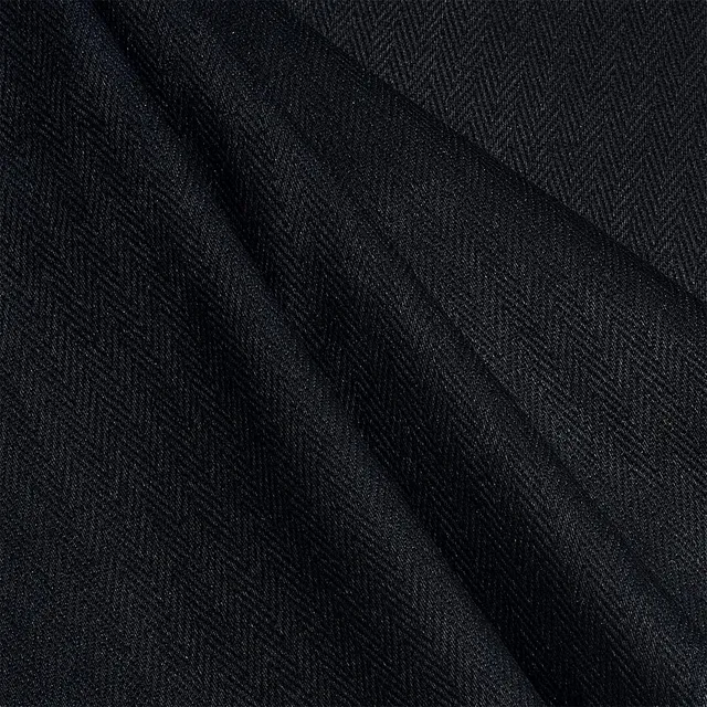 BENECREAT Tissu Coton Sergé Chevrons Noir 183cm