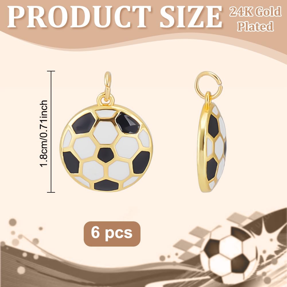 BENECREAT Charmes Ballon Foot Plaqué Or 24K Émaillés x6