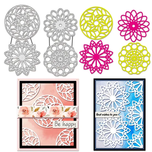 BENECREAT Fond Circulaire matrices découpe métal 4 pcs fleurs