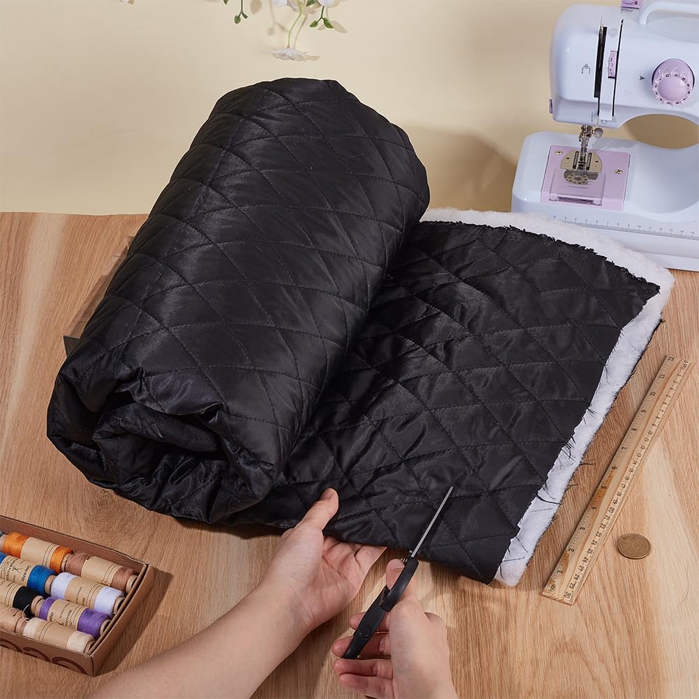 BENECREAT tissu doublure matelassé noir 2m polyester losange