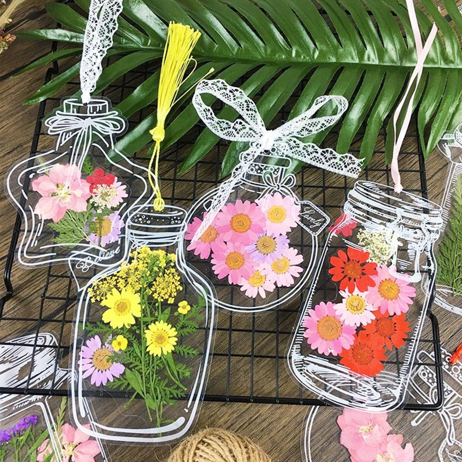 Cayway Fleurs Séchées Pressées Rouges 40 Pcs Résine